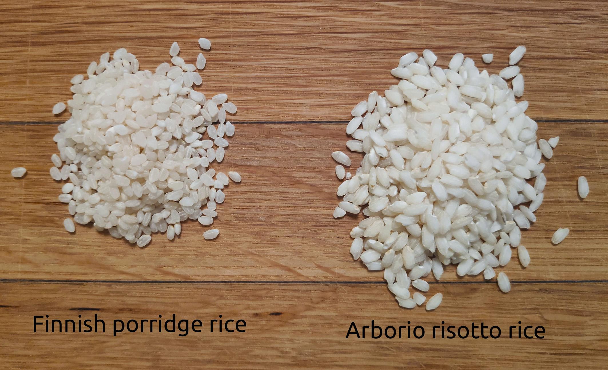 Finnish porridge rice vs. risotto rice